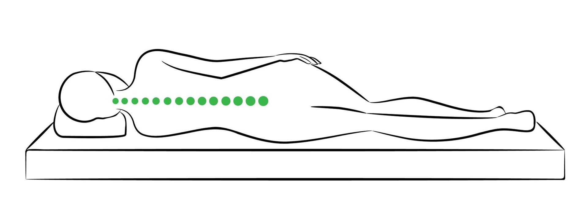 An illustration of an aligned spine during side sleep