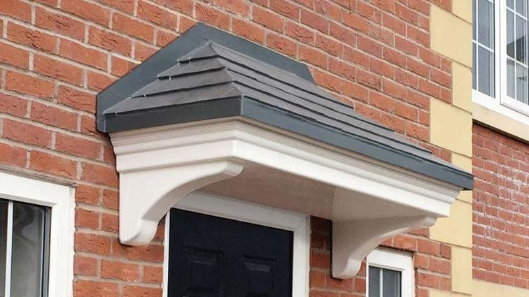 Stylish GRP porch canopy installation in Sudbury, Suffolk by Suffolk Doors and Windows – weather-resistant, long-lasting GRP door canopy for UK homes.