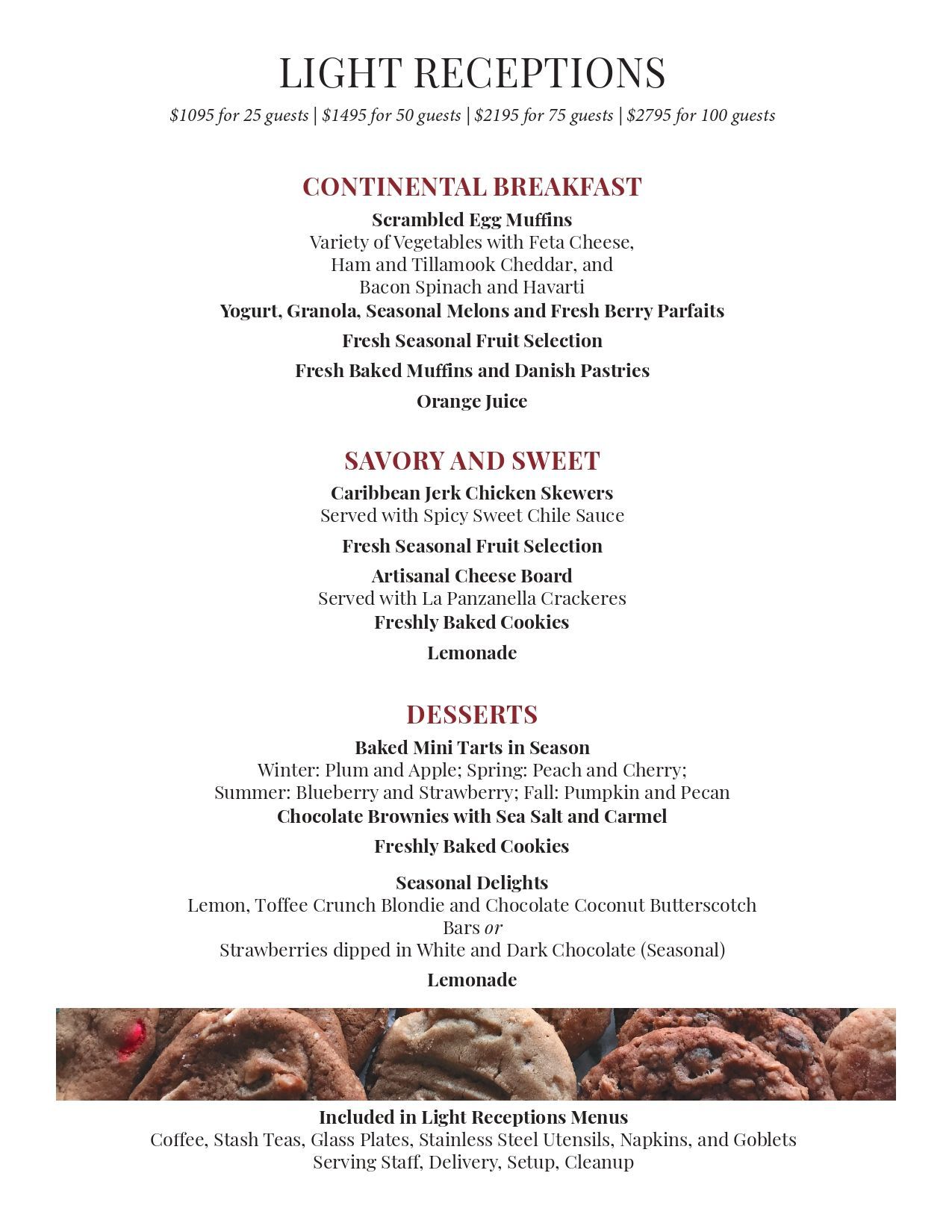 Restaurant menu with breakfast, sandwiches, and desserts, topped by a horizontal food photo strip