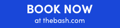Blue “BOOK NOW” banner with thebash.com text in white