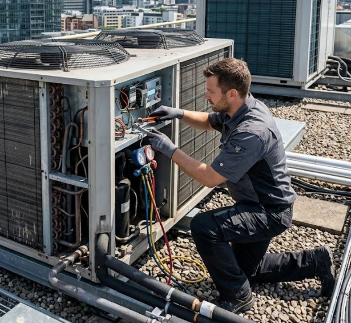 An Electrician following the Ultimate Guide to Commercial Electrical Infrastructure & Maintenance