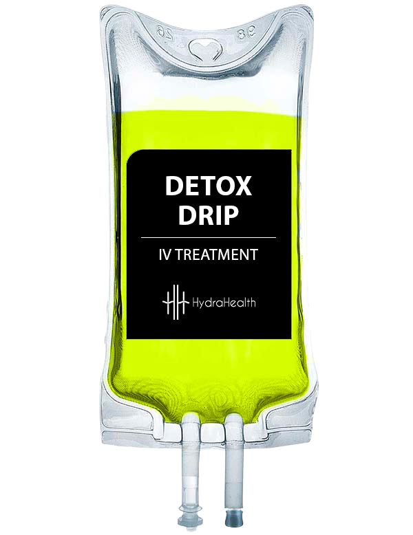 A bag of detox drip iv treatment on a white background.
