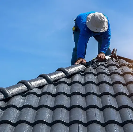Repointing a Grey Tile Roof — Wagga Roof Repairs In Mount Austin, NSW