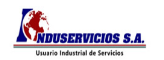 Logo de INDUSERVICIOS S.A. en azul y rojo con un globo terráqueo y el texto «Usuario Industrial de Servicios».