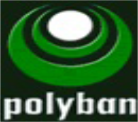Logotipo de Polybgn con anillos concéntricos verdes y un centro blanco sobre un fondo negro