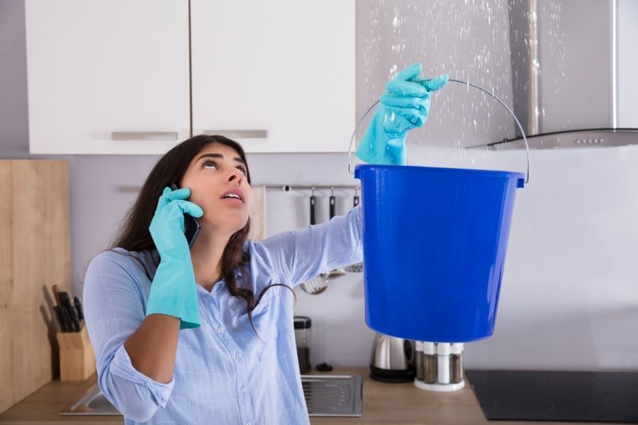 Professional restoration technician with moisture detection equipment