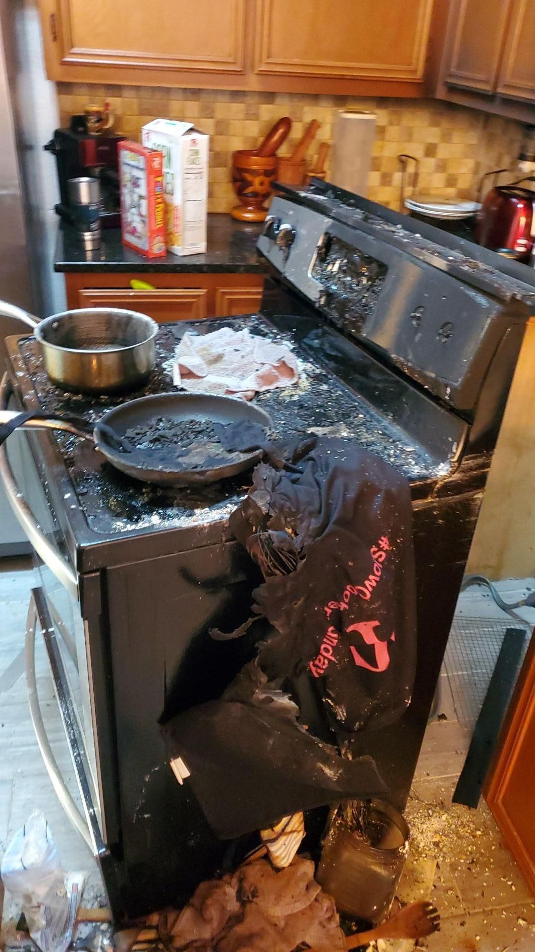 fire damaged stove