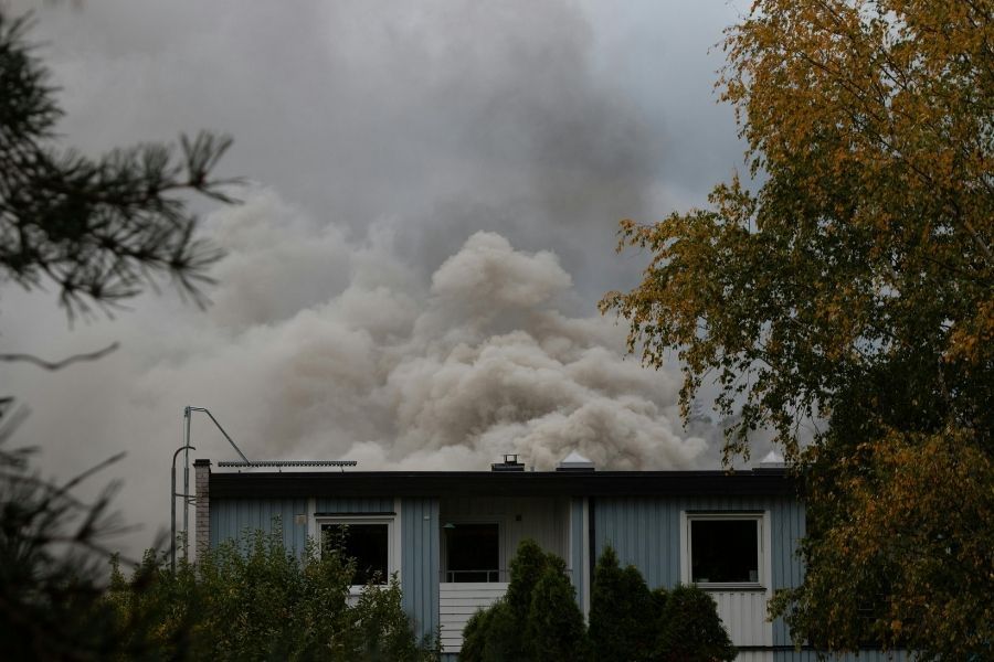 Smoke damage and soot residue on walls after a home fire