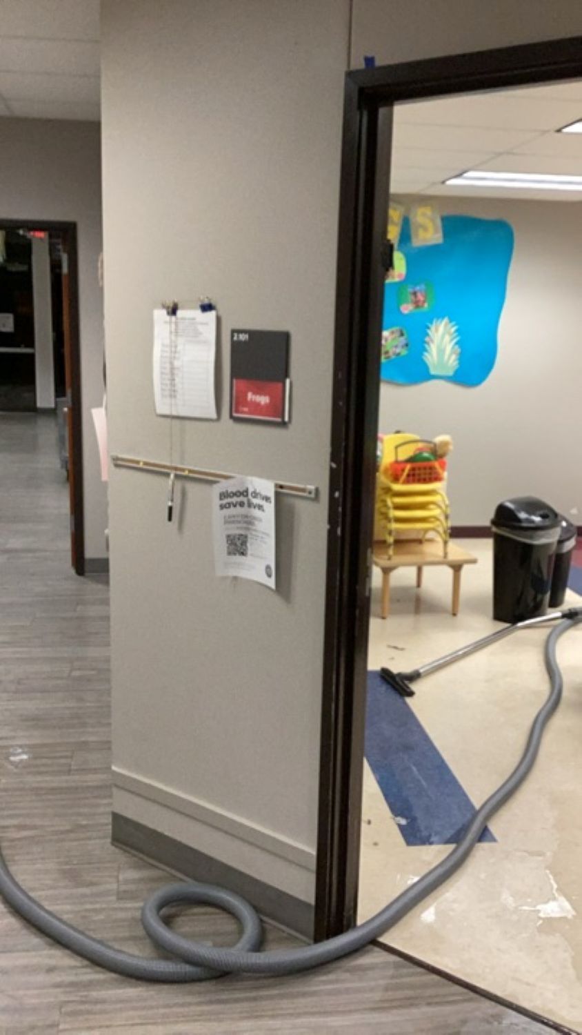Water extraction equipment deployed in children's ministry room with crib visible
