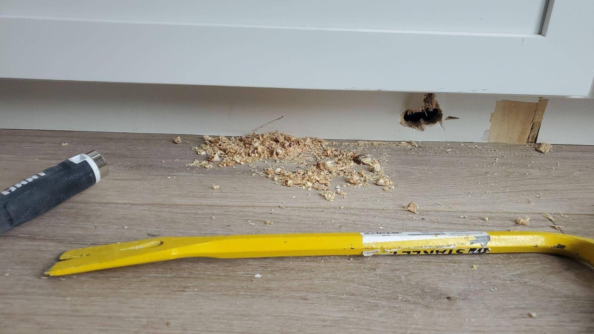 water damage toe kick