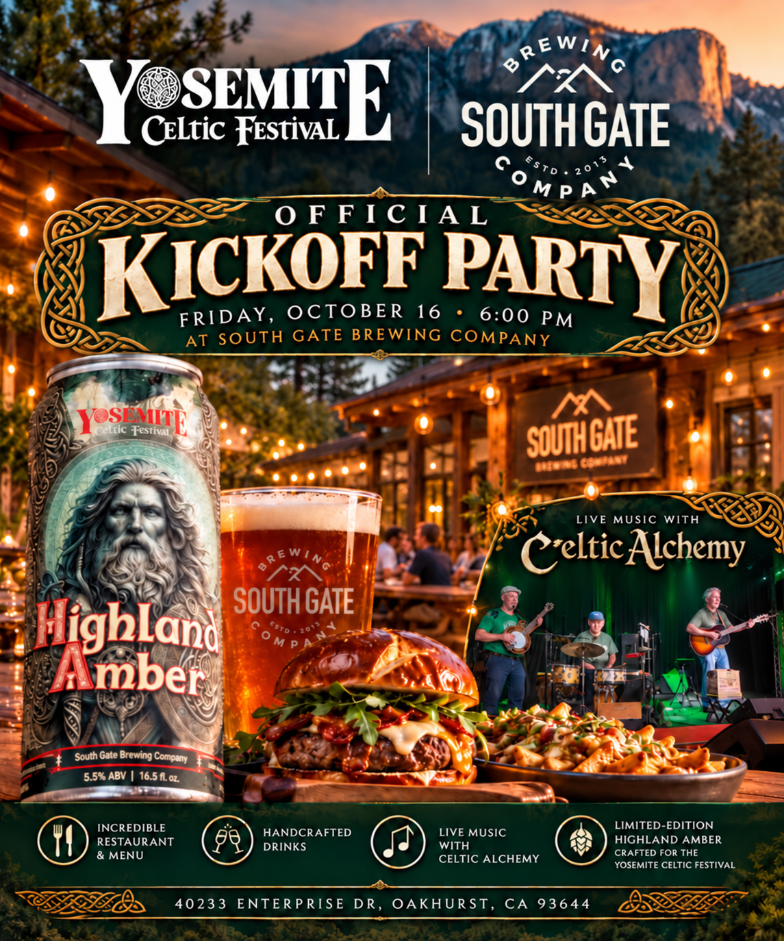 Official Yosemite Celtic Festival Kickoff Party at South Gate Brewing Company