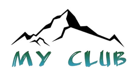 Stylized mountain logo above teal text reading “MY CLUB”