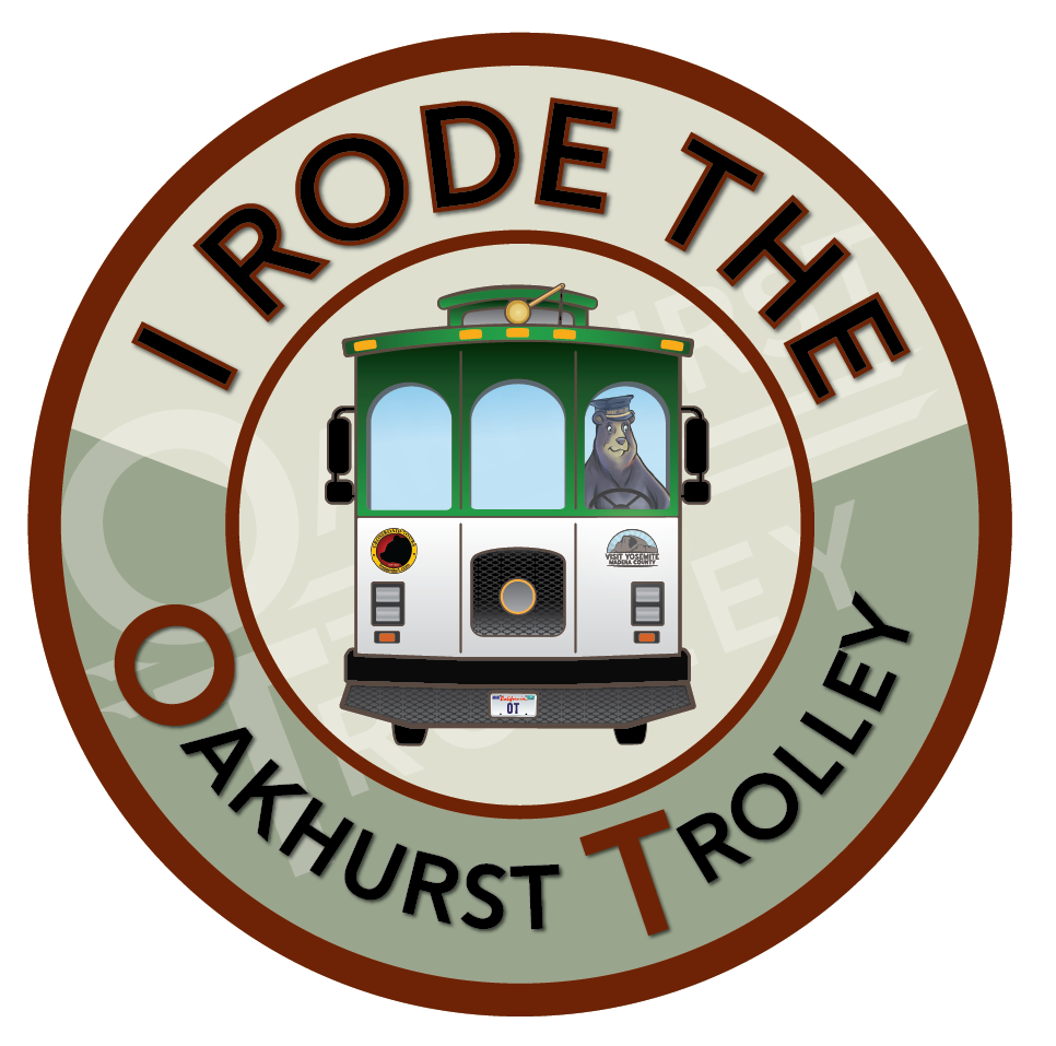 Oakhurst Trolley providing free transportation around Oakhurst during Yosemite Celtic Festival weekend