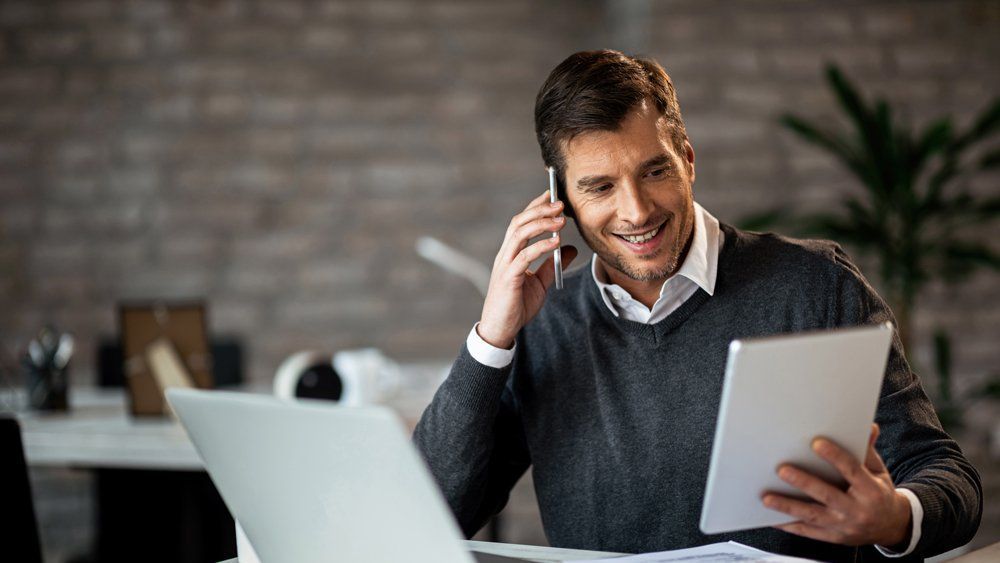 business man in a call