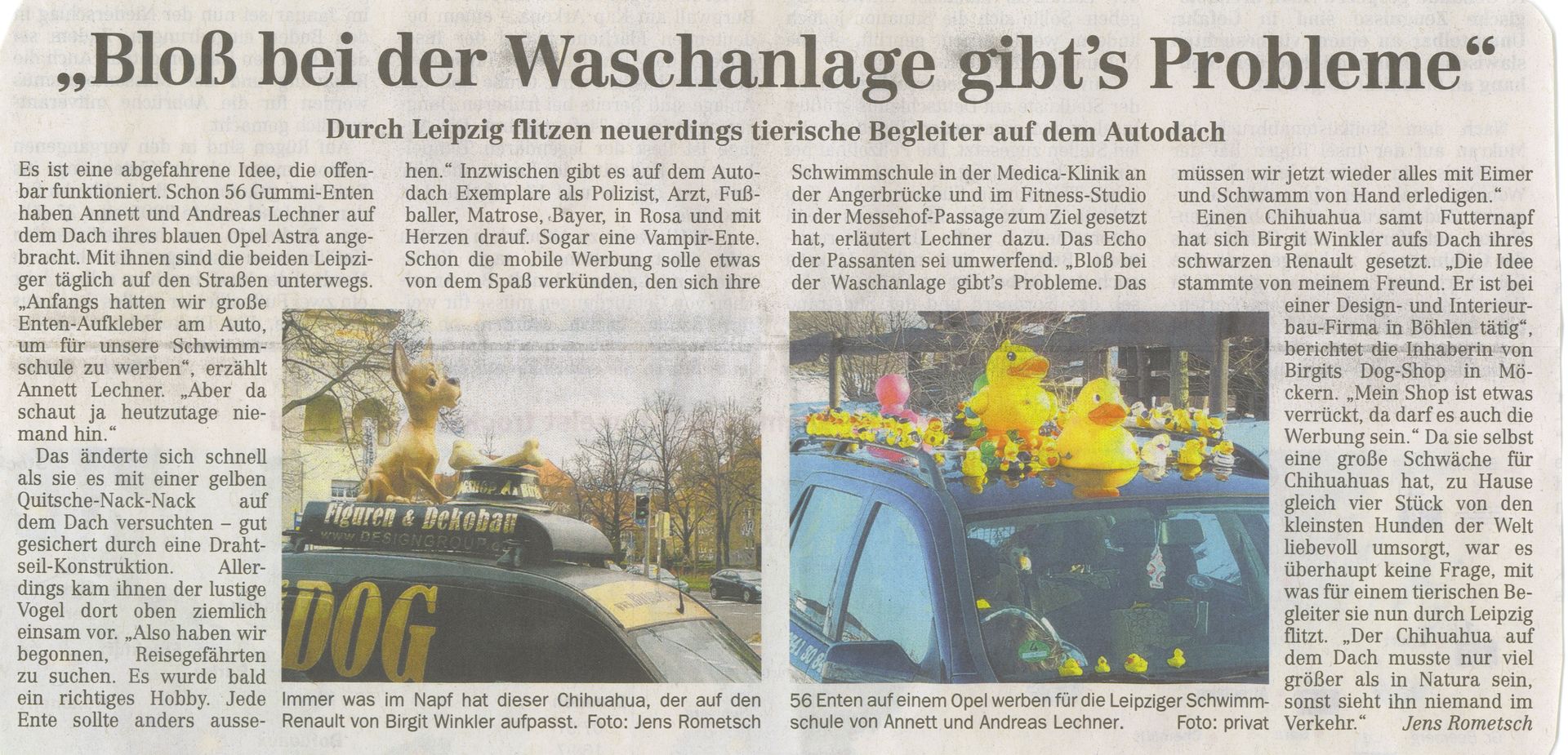 Schwimmschule-Leipzig, Pressemitteilung Entenauto