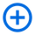 Un signe plus bleu dans un cercle bleu sur fond blanc.