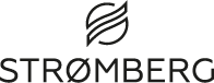 Stromberg-logo: en cirkel med buede linjer indeni, over mærkenavnet i sort.