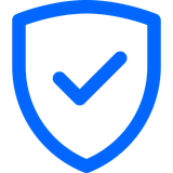 Escudo azul com um ícone de marca de seleção