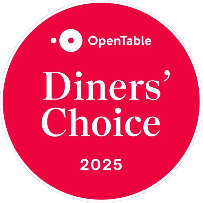 OpenTable Diners' Choice 2025 badge on a red circular background