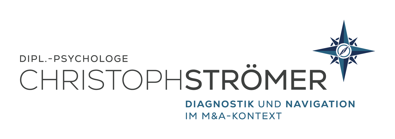 Logo für Christophrströmer mit einem Kompasssymbol und dem Slogan „Diagnostik und Navigation“.