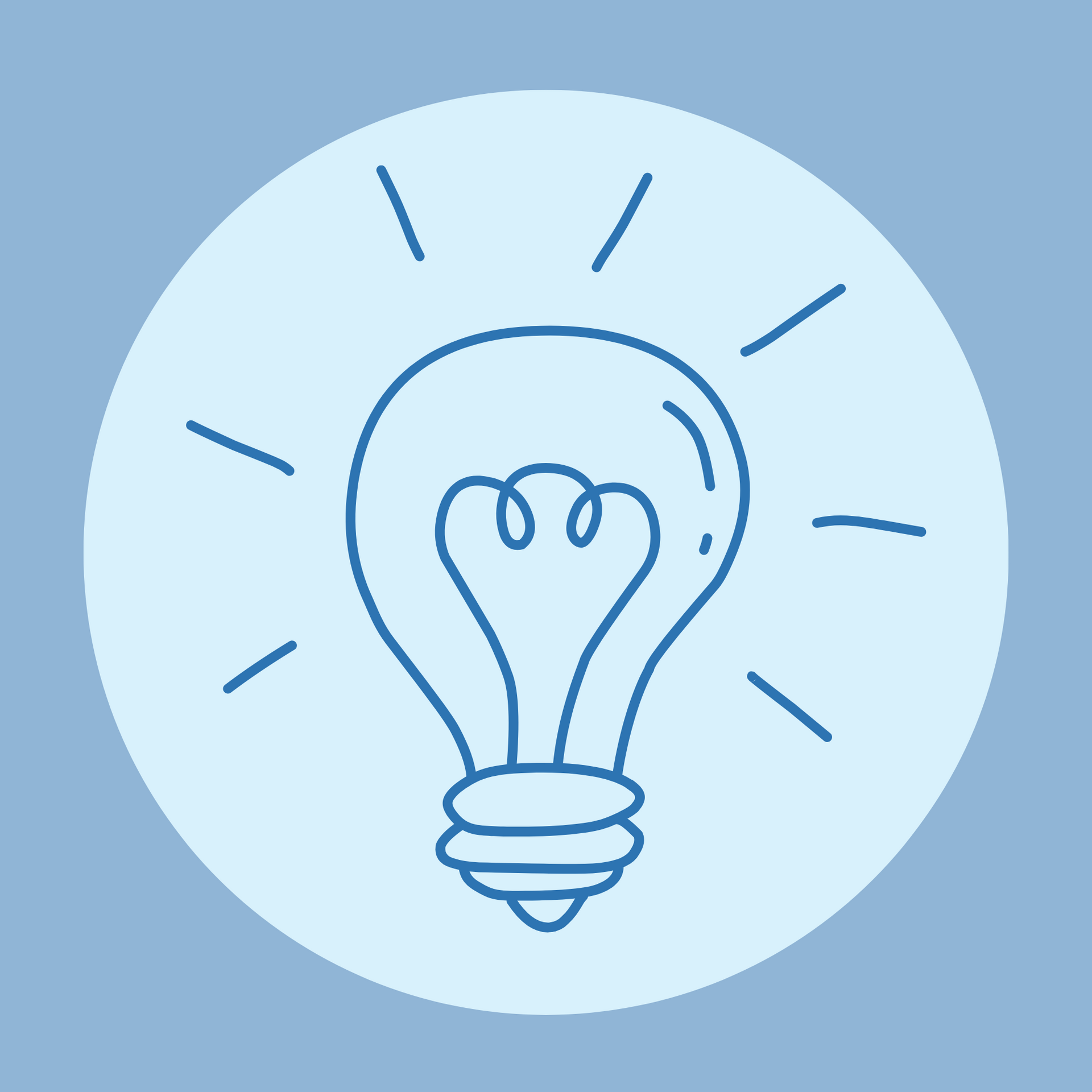 Lunch and Learn line drawing of a lightbulb