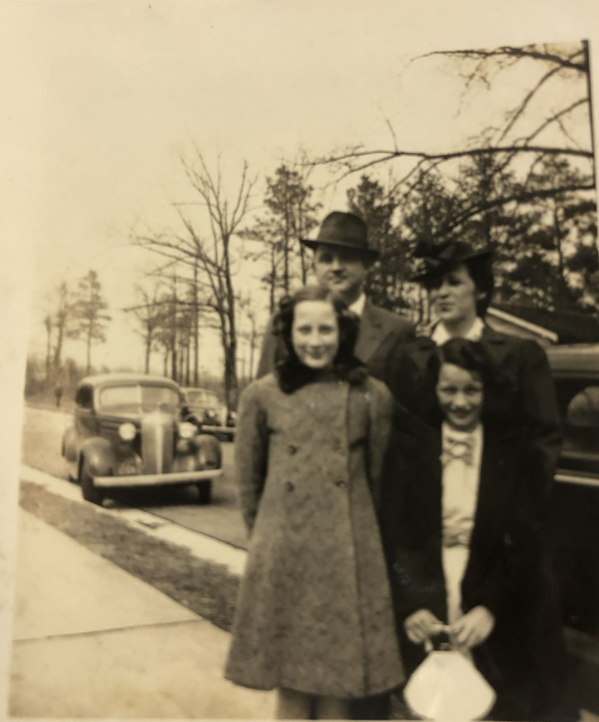 Carolyn with family on way to church