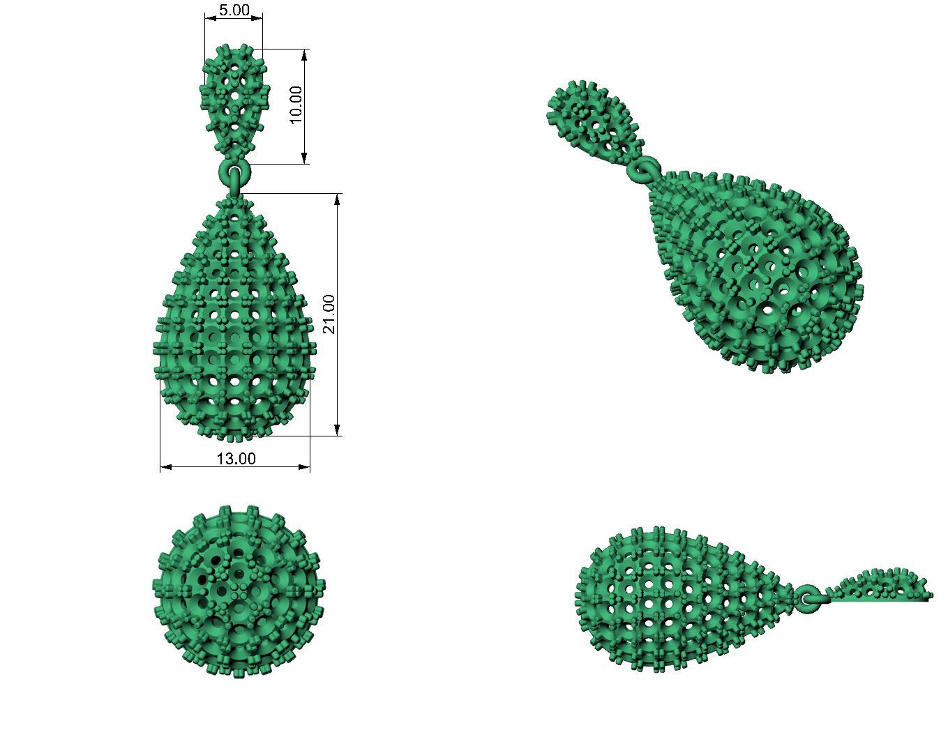 modélisation 3D boucle d'oreilles