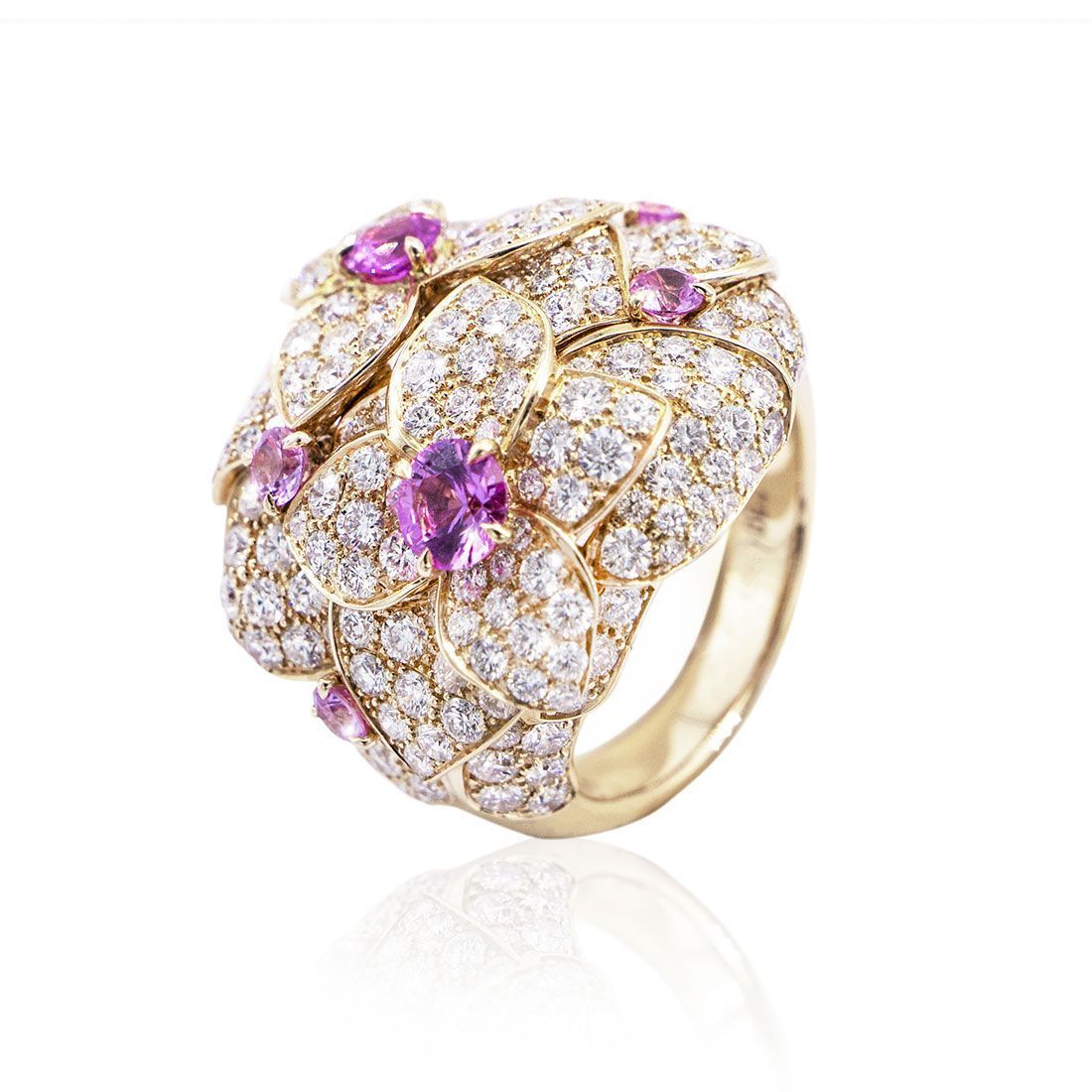 bague diamants et saphir rose