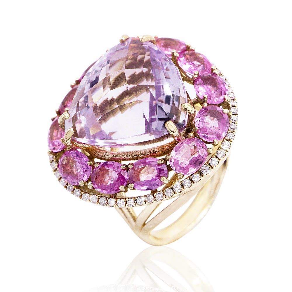 bague saphirs rose fancy diamants