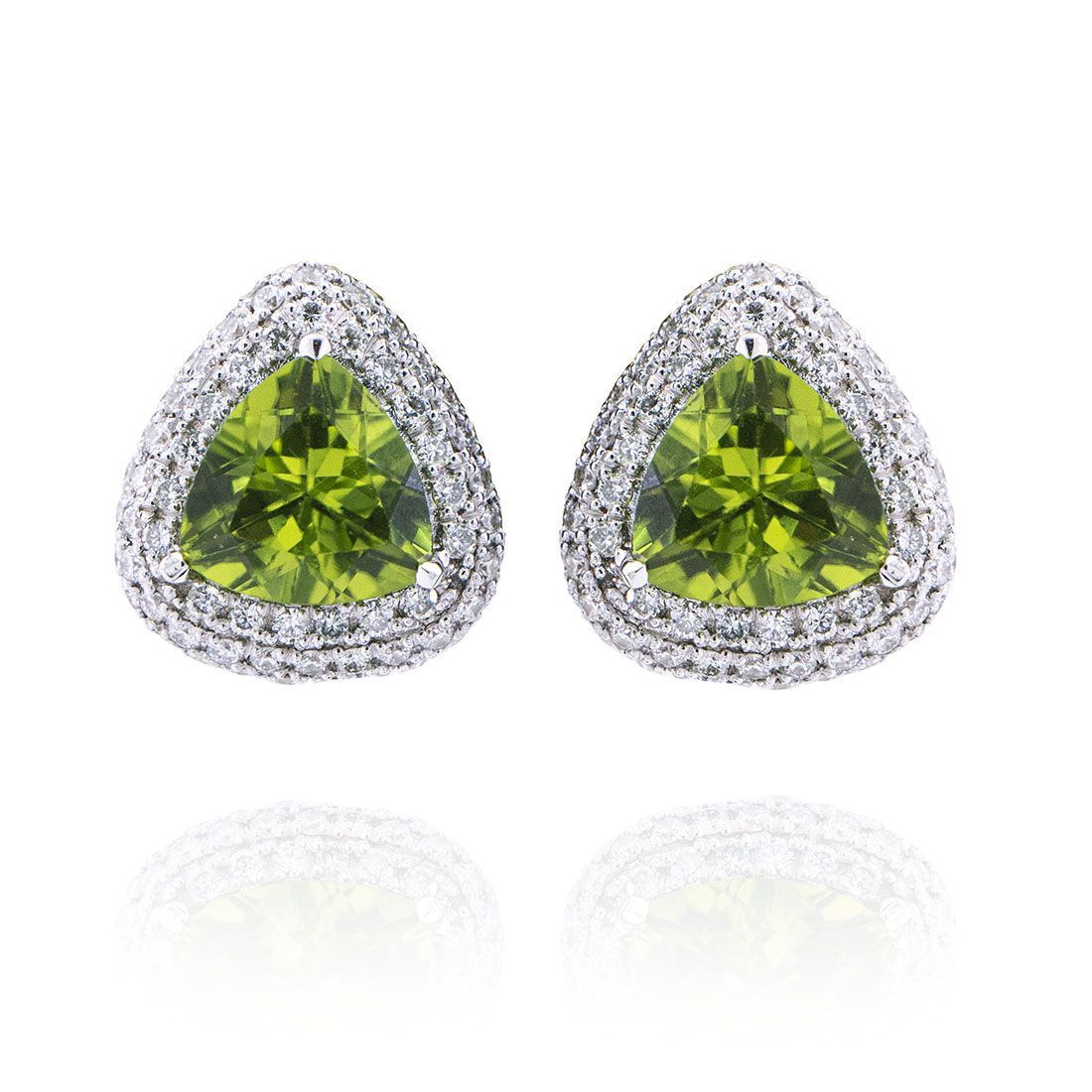 boucle d'oreille or blanc diamants peridots