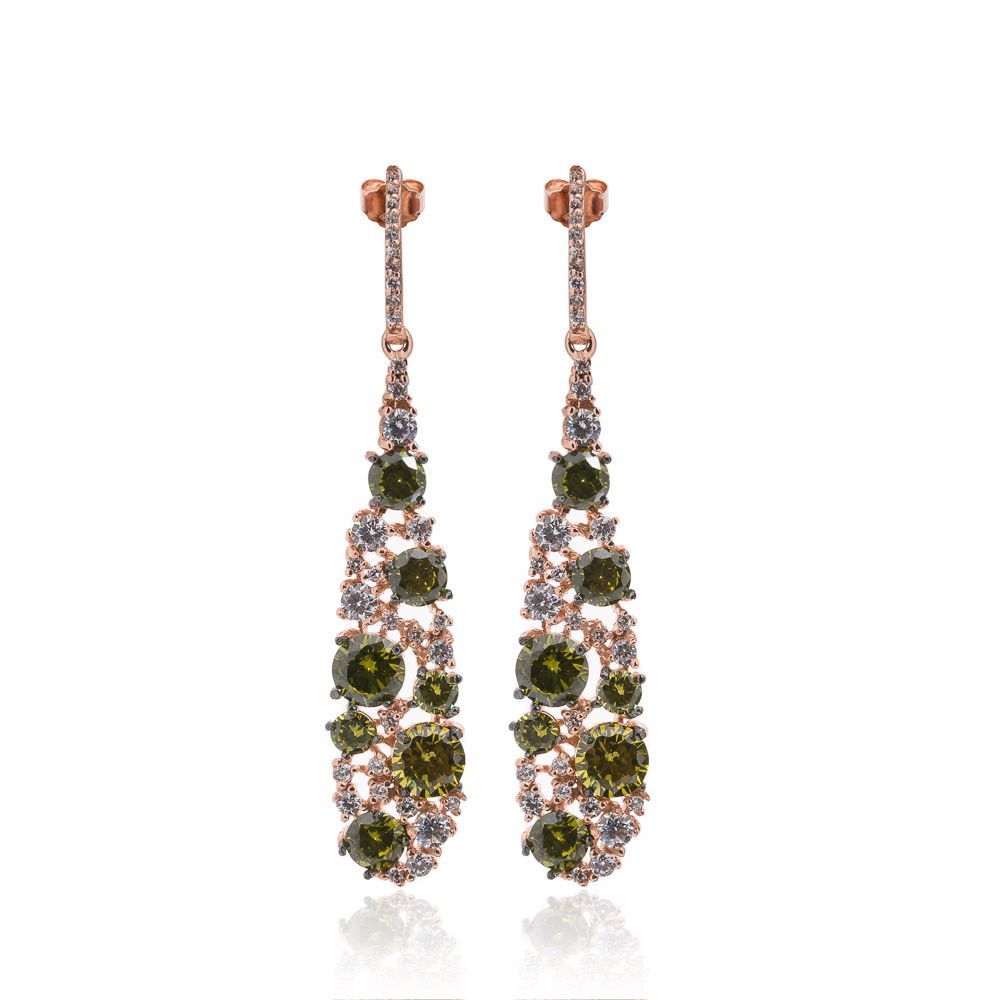 boucles d'oreiles en or rose et diamants