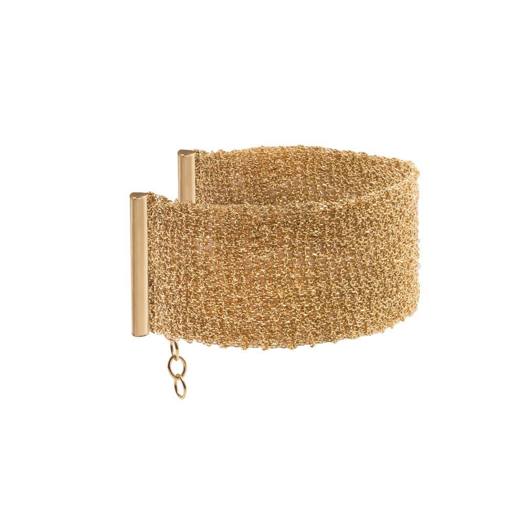 bracelet ruban tissu or jaune