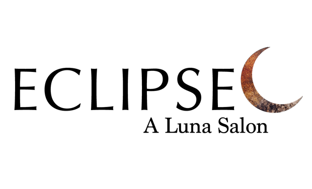 Eclipse A Luna Salon logo with black text and a crescent moon graphic on white background