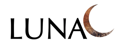 LUNA logo in black with a brown crescent moon forming the final letter.