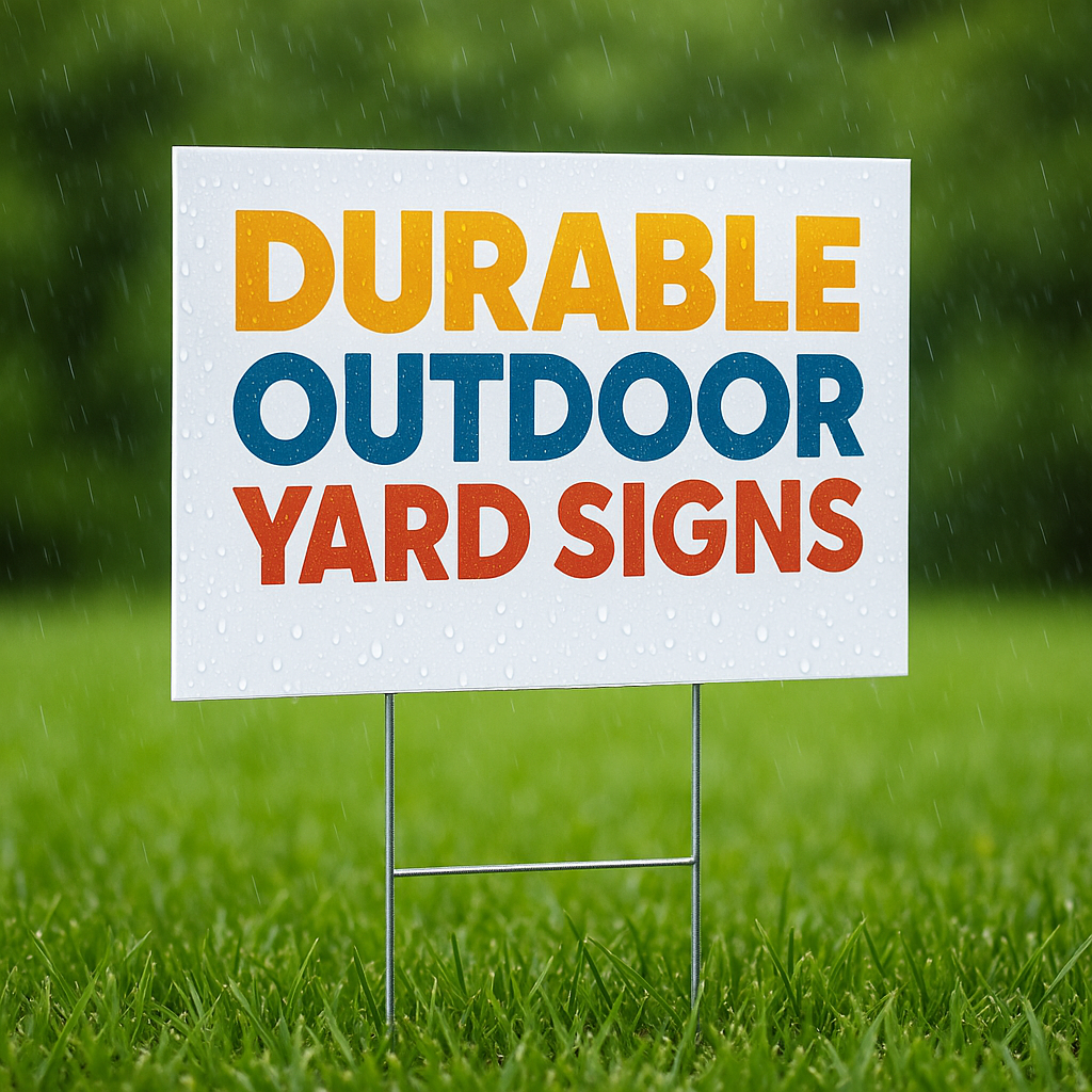 Custom yard sign printing in Mesa, AZ showcasing bold designs and vibrant colors to elevate brand presence.
