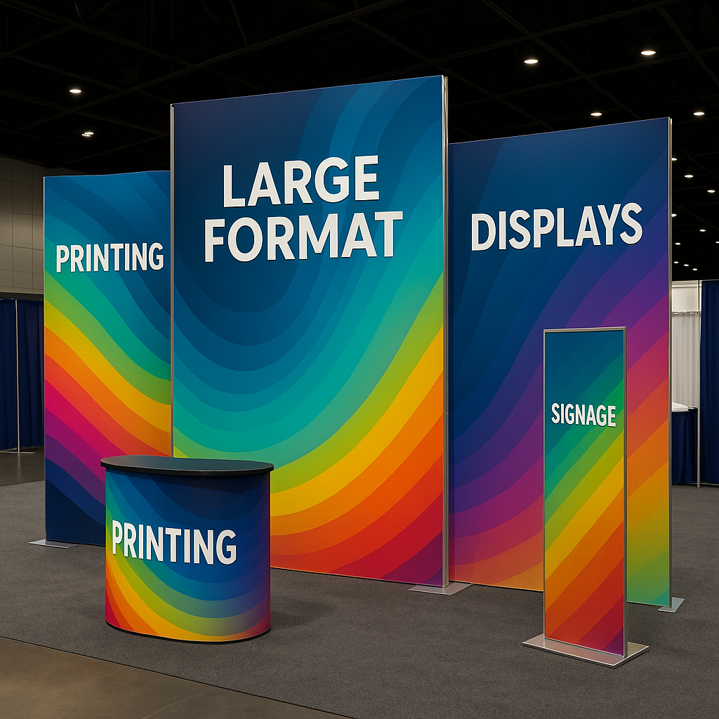 Large-format trade show exhibit printing in Mesa, AZ, showcasing vibrant graphics and eye-catching displays.
