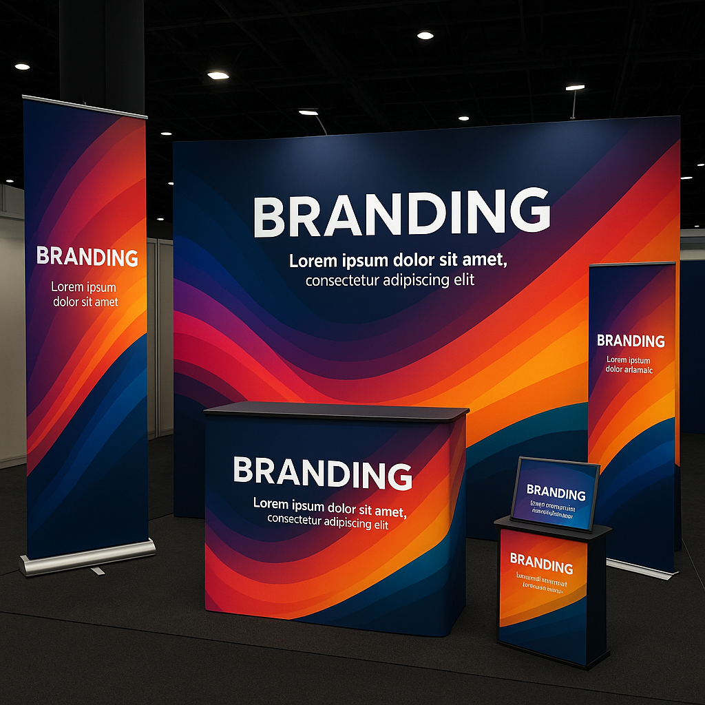 Vibrant trade show display featuring Mousegraphics printing services, designed to capture attention and elevate brand visibility in Mesa, AZ.
