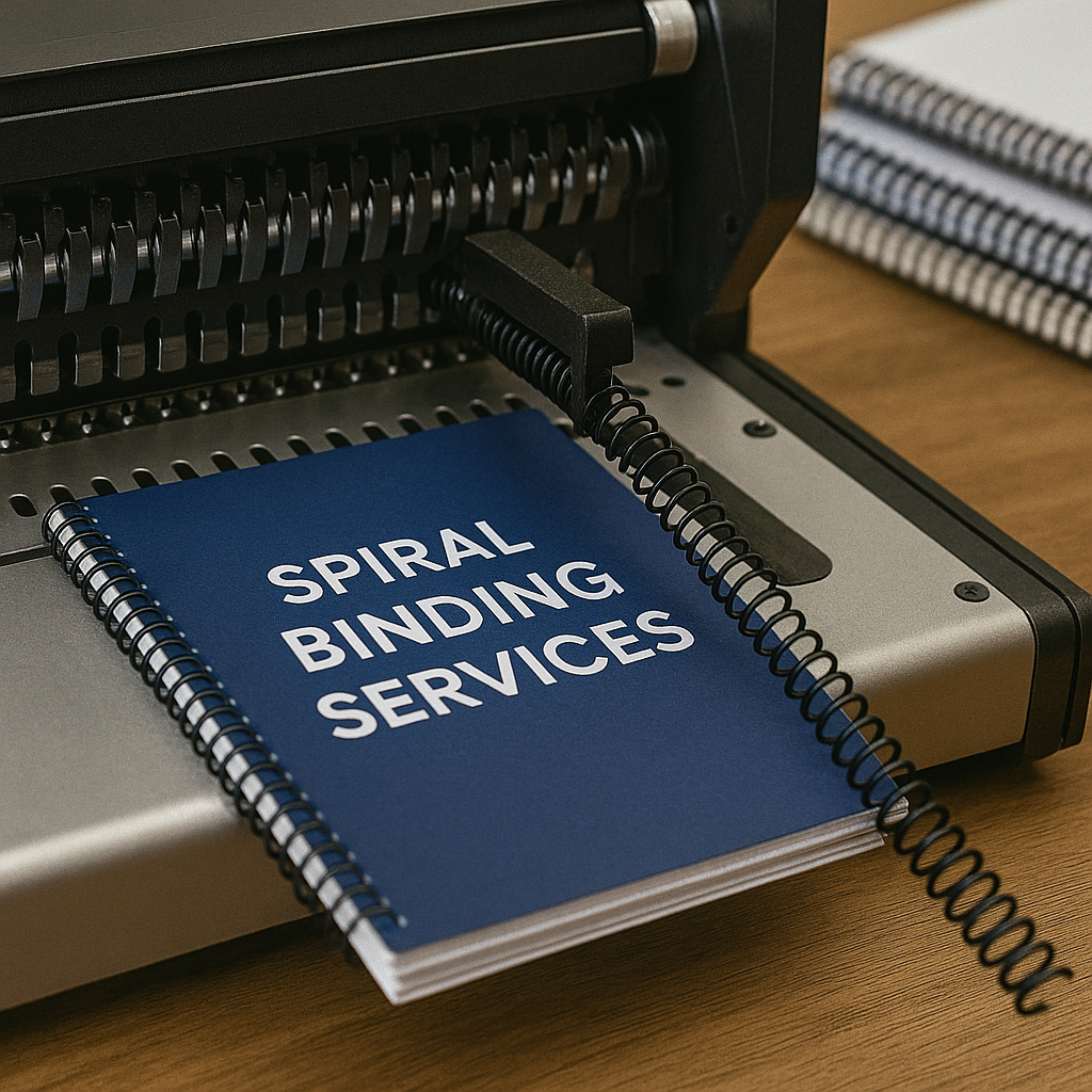 Spiral binding services in Tempe, AZ offering professional and sleek document presentation.