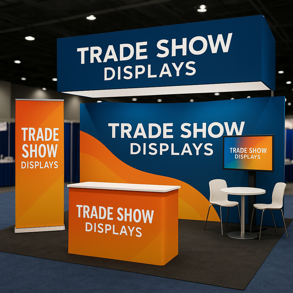 Vibrant trade show display showcasing innovative designs and graphics by Mousegraphics in Mesa, AZ.