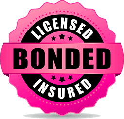 A pink label that says licensed bonded insured