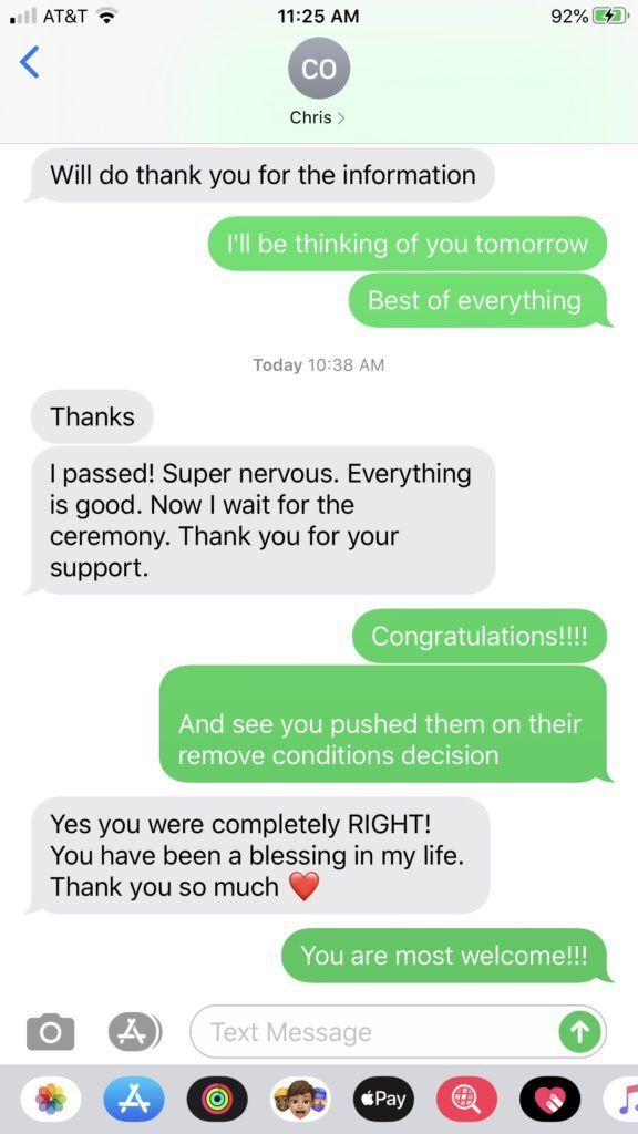 Screenshot of a text conversation