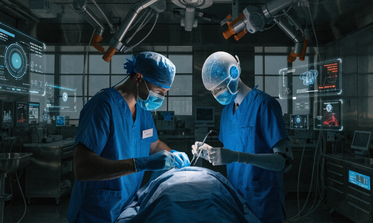 Autonomous surgeon operates in hospital theater with human surgeon