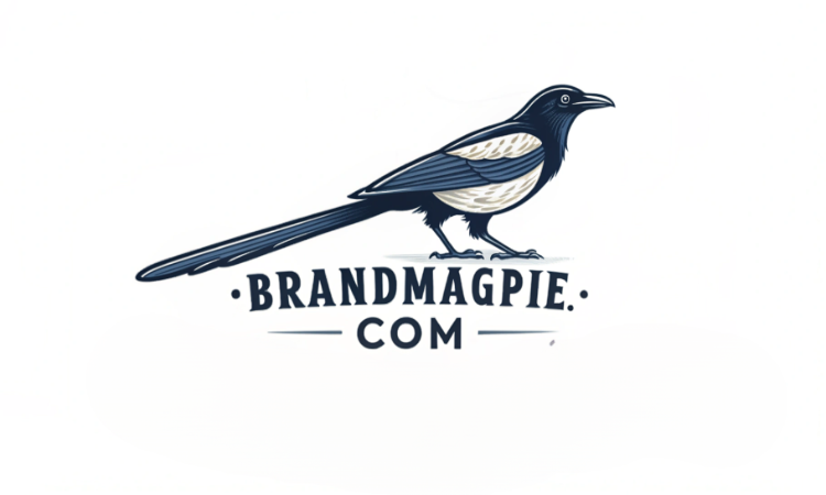 Magpie logo with text "BrandMagpie.com" above a wavy line and leaves.