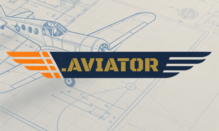 Click image to register your .aviator domain Logo for AVIATOR, featuring an orange and navy wing design and the word