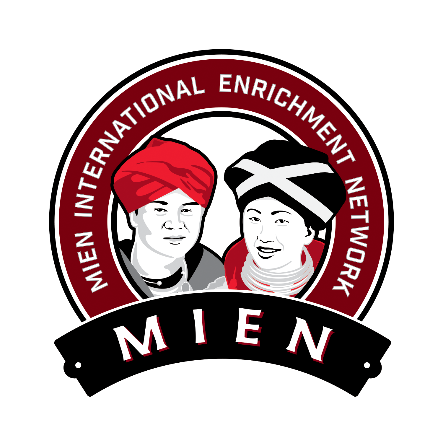 A logo for the mien international enrichment network