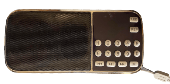 A black and gold device with buttons on it