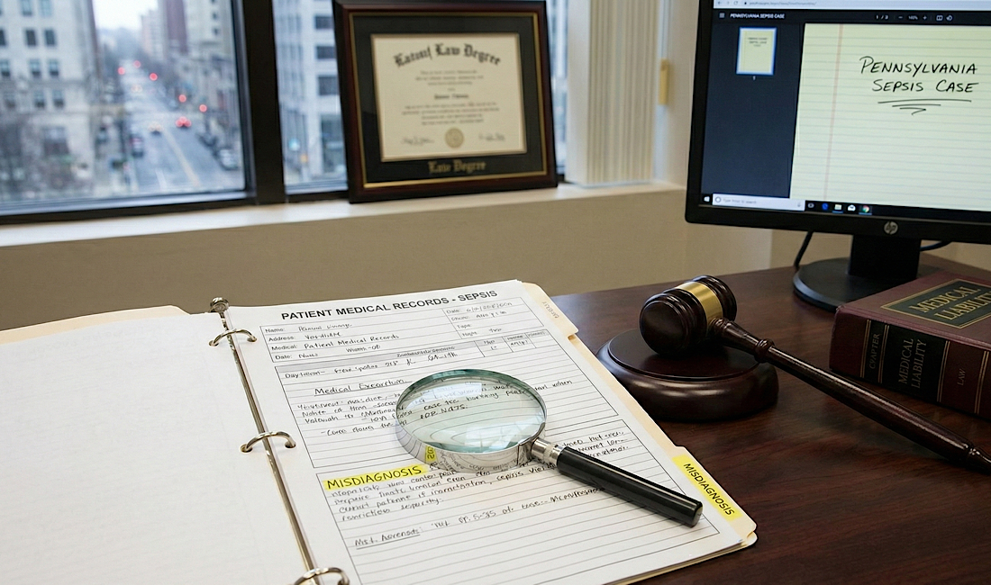 Medical malpractice lawyer working on sepsis case in Pittsburgh, PA.