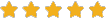 Five gold stars in a horizontal row on a white background