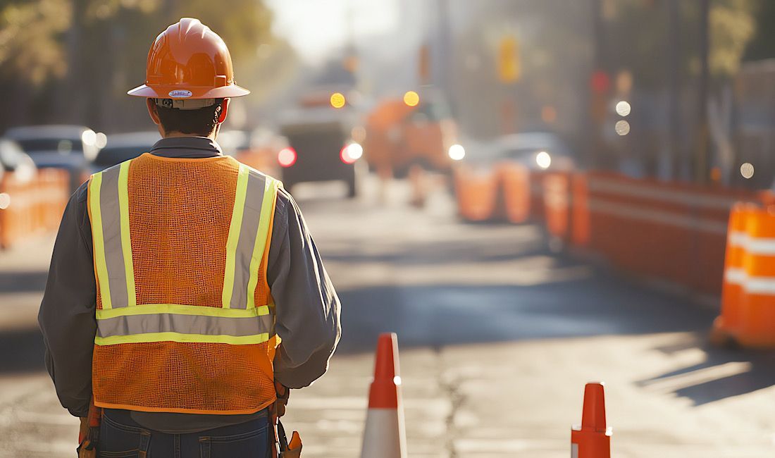 Construction worker in a work zone in Pennsylvania.