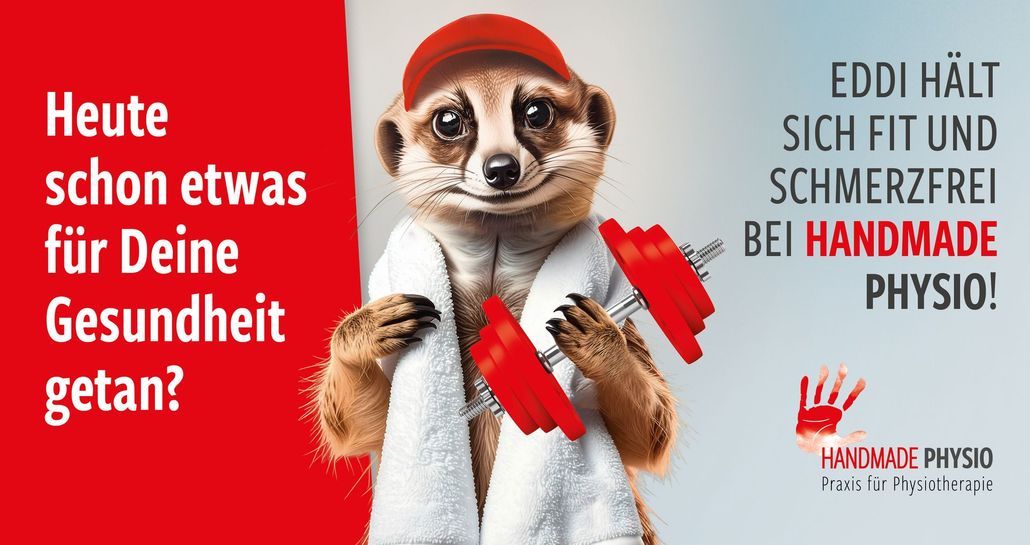 Eddi das freundliche Erdmännchen- Maskottchen von Handmade Physio